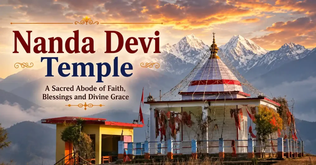 Nanda Devi Temple in Uttarakhand surrounded by the majestic Himalayan mountains