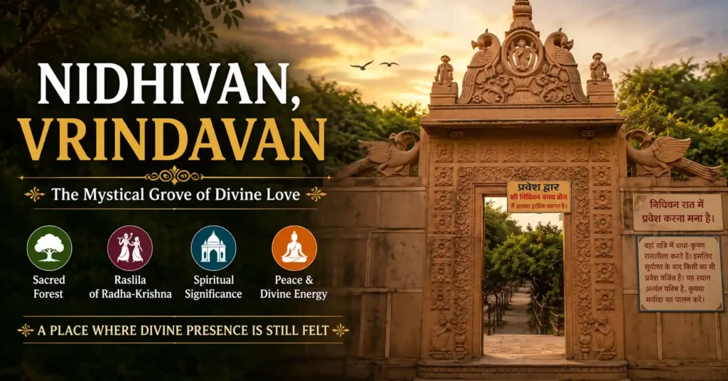 Entrance to Nidhivan in Vrindavan, the sacred grove associated with the divine Raslila of Radha and Krishna.