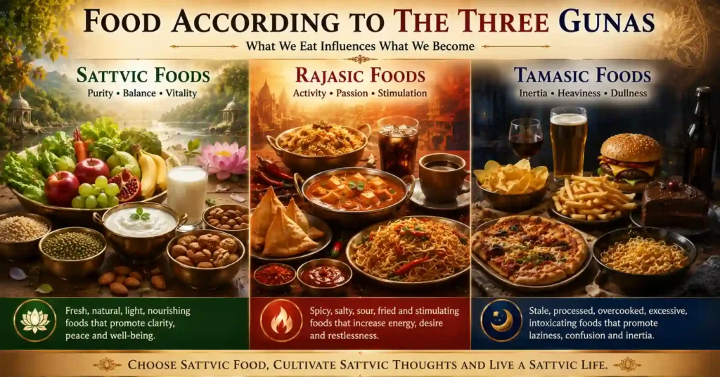 Sattvic, Rajasic and Tamasic foods based on Sattva Rajas Tamas (Triguna)