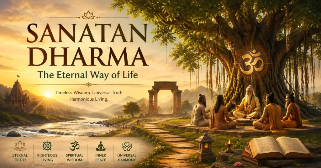 Sanatan Dharma as the eternal way of life based on timeless wisdom and spiritual principles