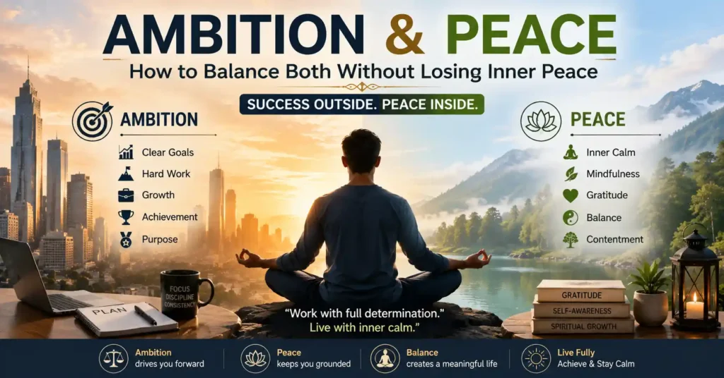 Ambition and peace in daily life showing balance between success and inner well-being