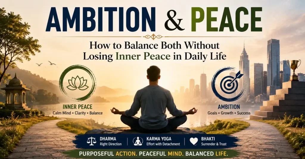 Ambition and peace in daily life showing how to balance success, personal growth, and inner peace through Sanatan wisdom