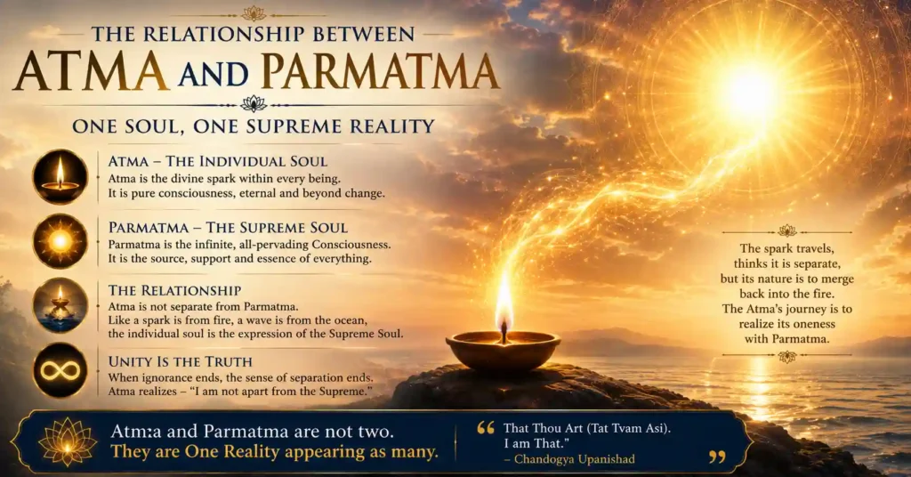 Illustration explaining the relationship between Atma and Parmatma in Sanatan Dharma