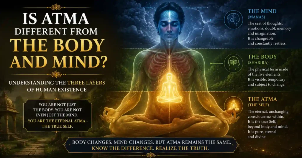 Difference between Atma, body, and mind in Hinduism