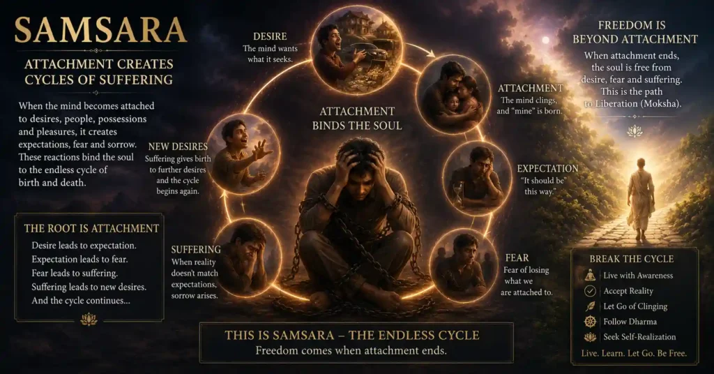 Samsara suffering caused by attachment and desire