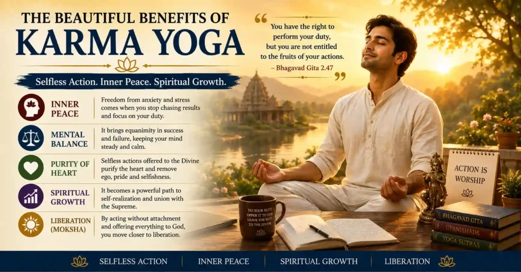 Benefits of Karma Yoga for inner peace, spiritual growth and liberation