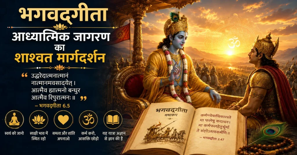 आध्यात्मिक जागरण पर भगवद्गीता का मार्गदर्शन, भगवान कृष्ण और अर्जुन का कुरुक्षेत्र संवाद