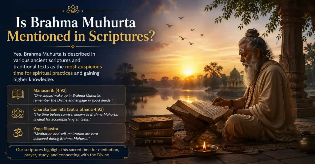 Sage studying scriptures during Brahma Muhurta and sacred pre-dawn hours