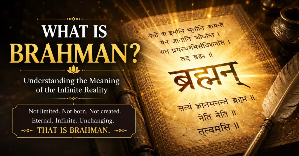 Sanskrit manuscript with the word Brahman highlighted and expanding light
