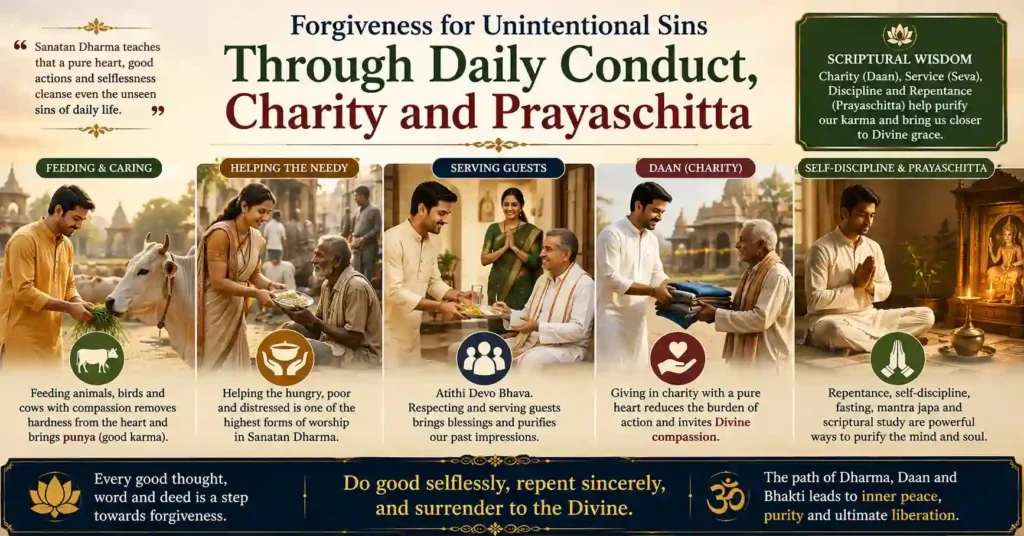 Daily conduct, charity and Prayaschitta as scriptural paths for forgiveness for unintentional sins in Sanatan Dharma