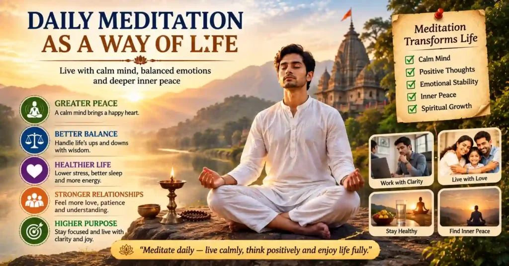 Daily meditation as a way of life bringing peace, balance and spiritual well-being
