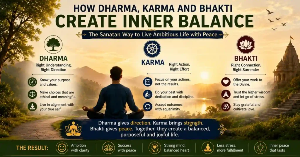 Dharma guiding ambition and peace through meaningful goals and righteous action