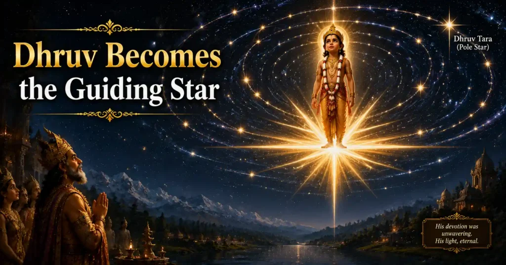 Dhruv Tara shining in the night sky as a symbol of devotion, faith, and spiritual guidance in the Story of Dhruv