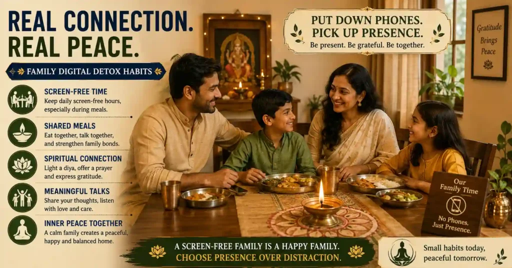 Family enjoying screen-free time together and practicing meaningful connection without phones