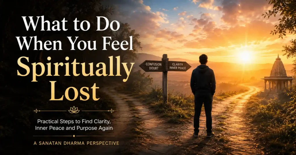 Person standing at a crossroads seeking direction while feeling spiritually lost from a Sanatan Dharma perspective