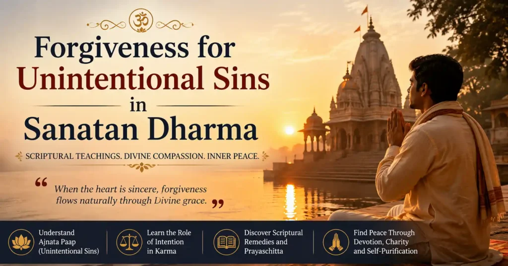 Forgiveness for Unintentional Sins in Sanatan Dharma – devotee praying for Divine forgiveness and inner peace