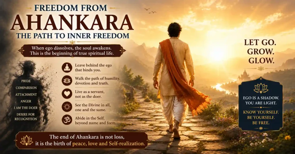 Freedom from Ahankara through humility, inner peace and Self-realization