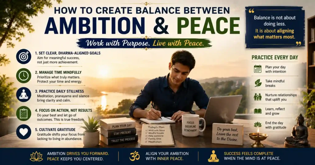 Daily habits for balancing ambition and peace through meditation gratitude and mindfulness