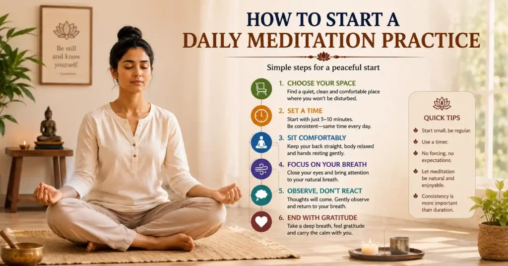 Simple steps to start a daily meditation practice for beginners