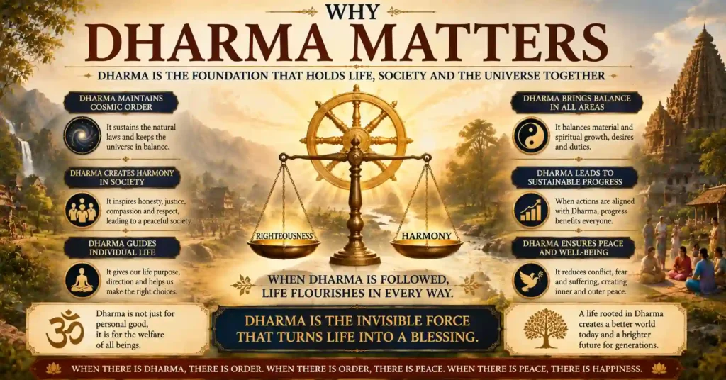 Importance of Dharma in maintaining balance, harmony, and social order