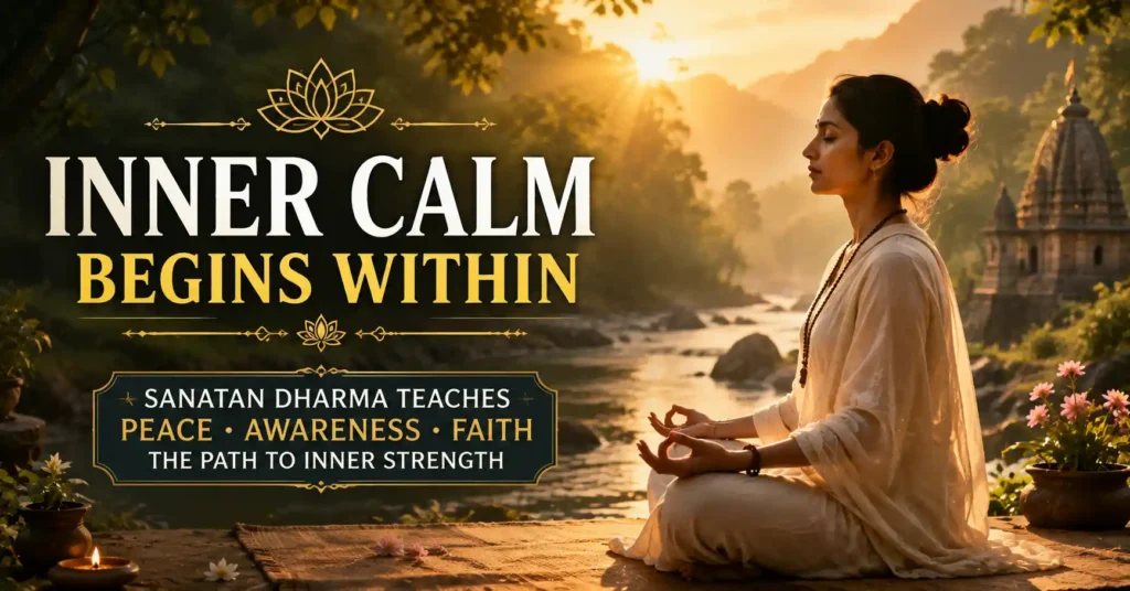 Meditation and self-awareness helping develop inner calm according to Sanatan Dharma