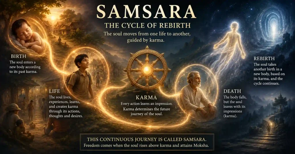 Cycle of rebirth and karma in Samsara