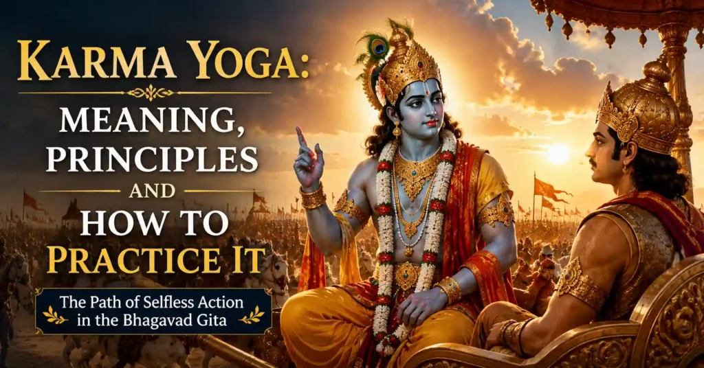 Karma Yoga meaning, principles and practice explained in the Bhagavad Gita