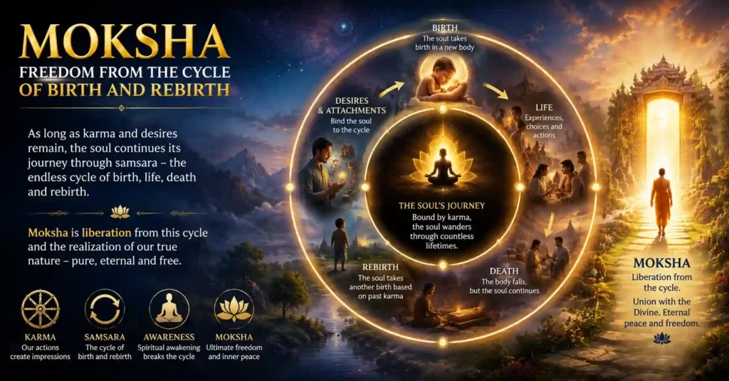 Moksha and freedom from the cycle of birth, death and rebirth