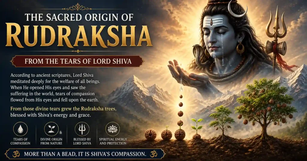 Origin of Rudraksha from the compassionate tears of Lord Shiva