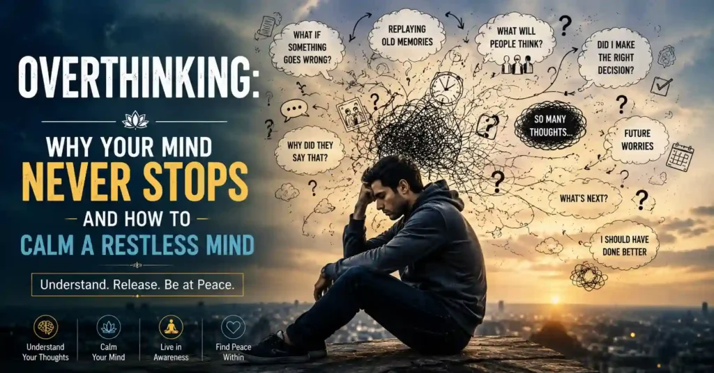 Overthinking and a restless mind filled with endless thoughts, worries, and mental overload