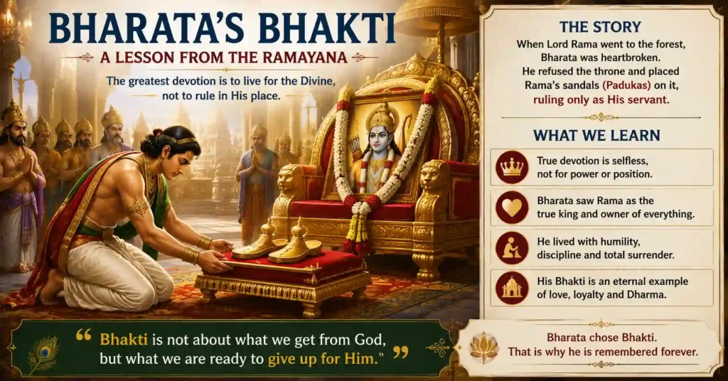Bharata's devotion to Lord Rama as an example of selfless Bhakti in the Ramayana