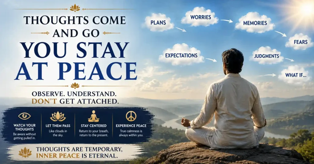 Passing thoughts represented as clouds in the sky illustrating awareness and inner peace