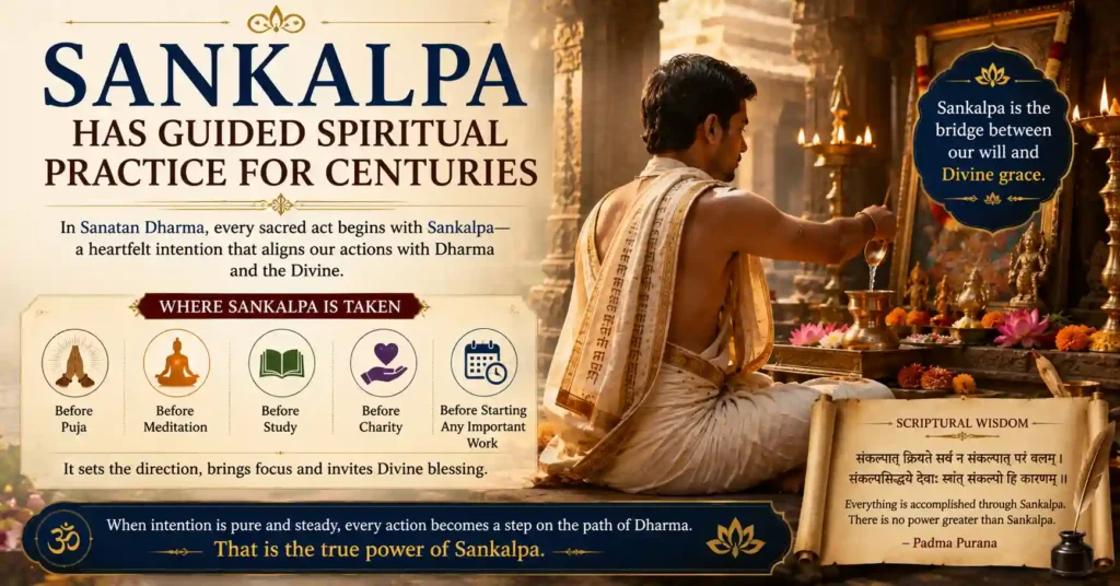 Traditional Hindu worship illustrating how Sankalpa has guided spiritual practice, rituals, and devotion for centuries