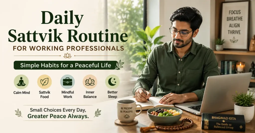 Working professional following sattvik habits through mindful planning, healthy food and balanced living