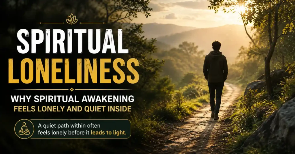 Person walking alone on a spiritual awakening journey experiencing spiritual loneliness