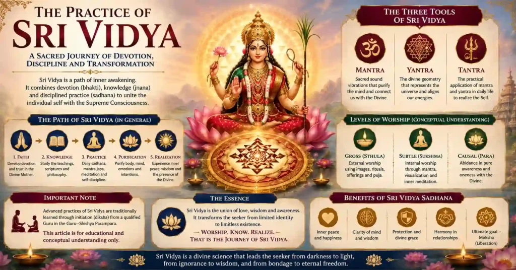 Sri Vidya Sadhana showing the spiritual journey from devotion to self-realization
