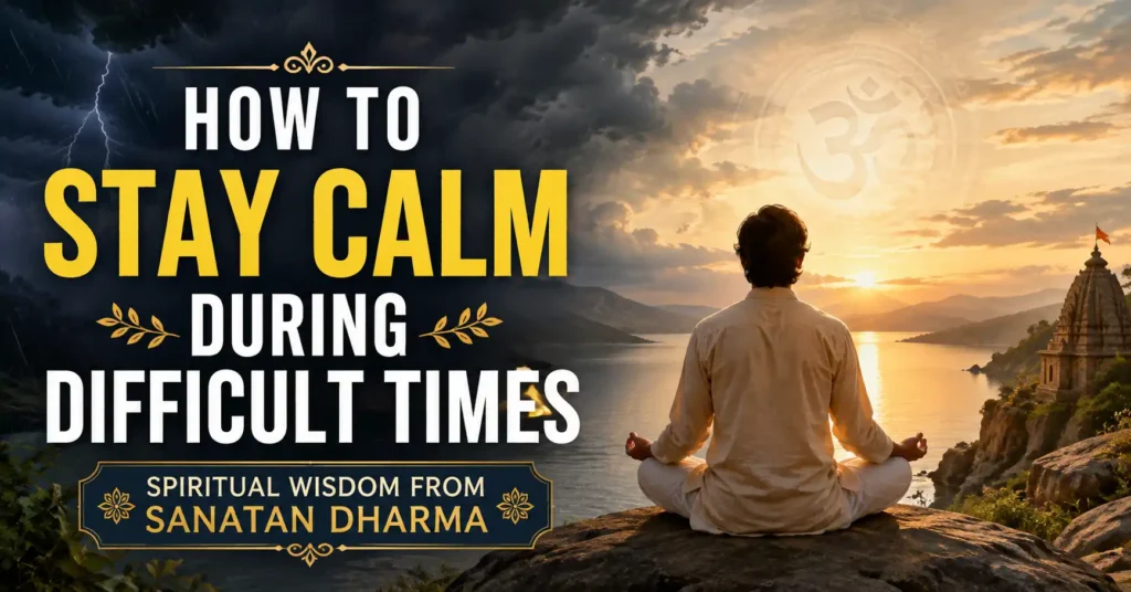 Person staying calm during difficult times through spiritual wisdom and inner peace