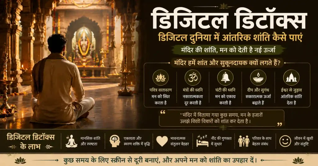 मंदिर में शांत ध्यान और प्रार्थना करता भक्त