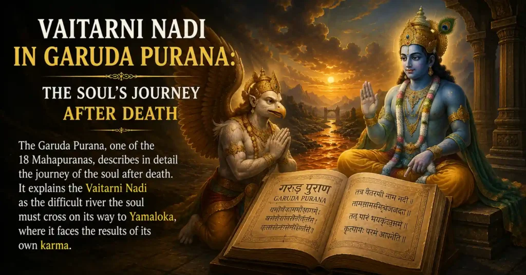 Soul guided by Yamdoots on the journey described in Garuda Purana before reaching Vaitarni Nadi