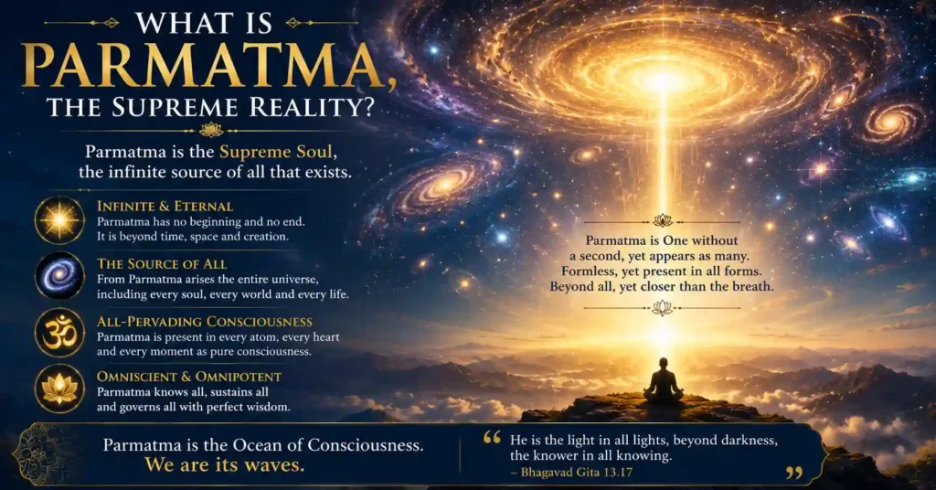 Illustration of Parmatma as the Supreme Reality and infinite consciousness in Sanatan Dharma