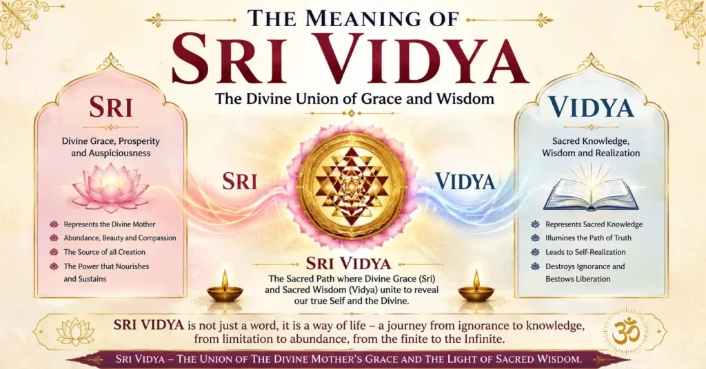 Illustration explaining the Sri Vidya Meaning and the path of Divine Wisdom