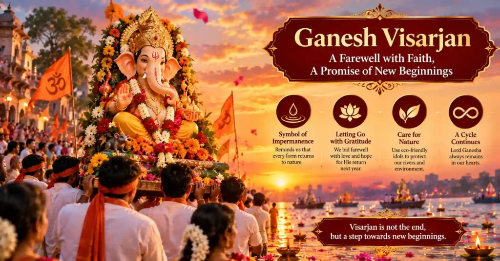 Ganesh Visarjan procession showing the farewell immersion of Lord Ganesha