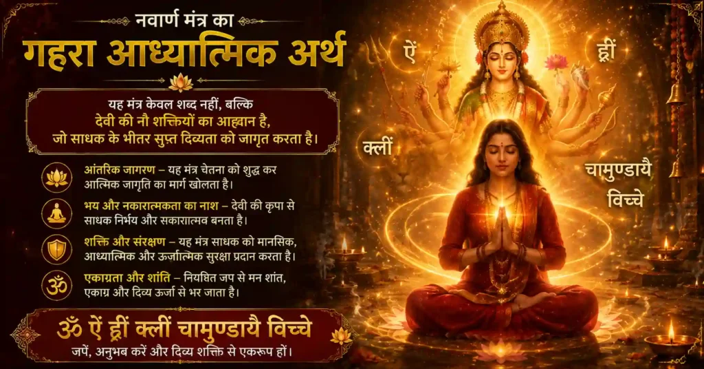 नवार्ण मंत्र जप के माध्यम से देवी शक्ति और आंतरिक जागरण का अनुभव करता साधक