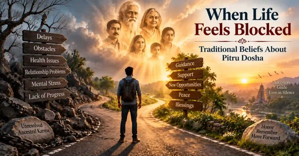 Traditional beliefs associated with Pitru Dosha and obstacles in life according to Hindu tradition