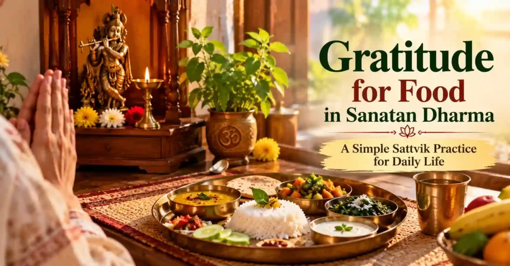 Sattvik vegetarian meal arranged respectfully as an expression of gratitude