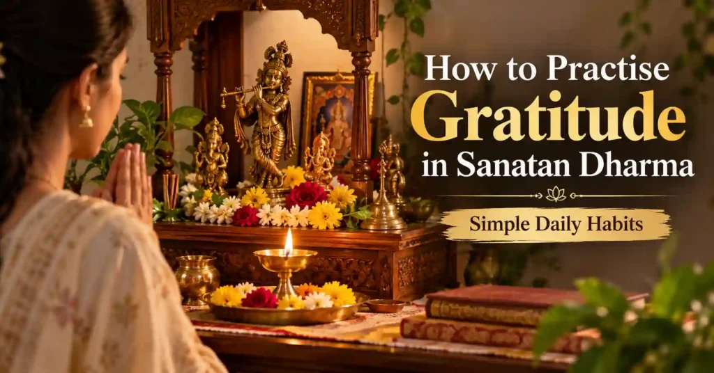 Gratitude in Sanatan Dharma through daily prayer at a home mandir